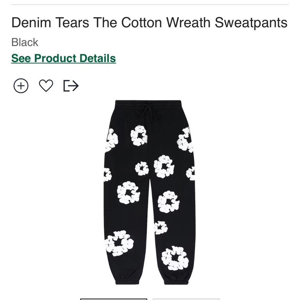 Denim Tears Wreath Track Pants Men’s Size M